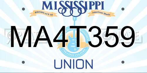MA4T359 Mississippi License Plate
