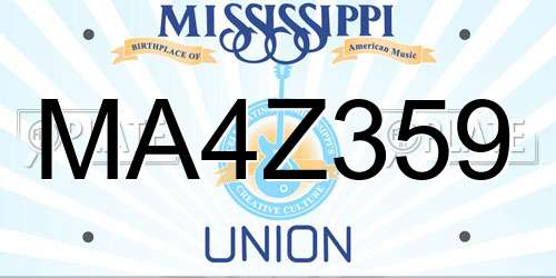 MA4Z359 Mississippi License Plate