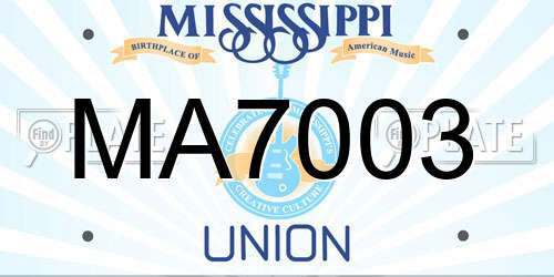MA7003 Mississippi License Plate