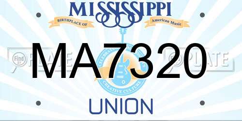 MA7320 Mississippi License Plate