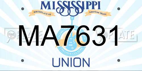 MA7631 Mississippi License Plate