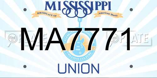 MA7771 Mississippi License Plate