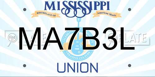 MA7B3L Mississippi License Plate