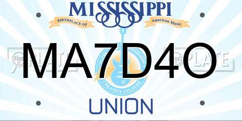 MA7D4O Mississippi License Plate