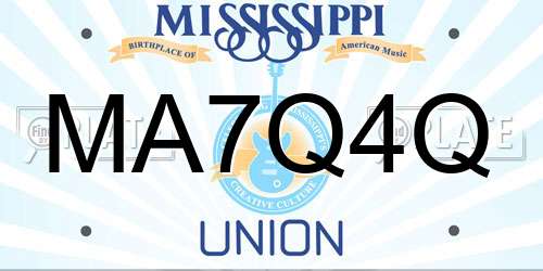 MA7Q4Q Mississippi License Plate