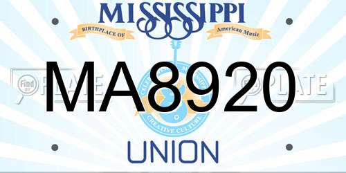 MA8920 Mississippi License Plate