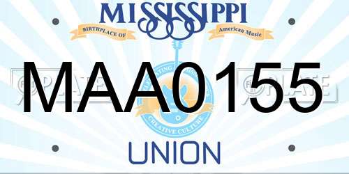 MAA0155 Mississippi License Plate