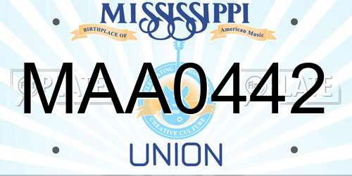 MAA0442 Mississippi License Plate