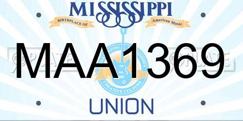 MAA1369 Mississippi License Plate