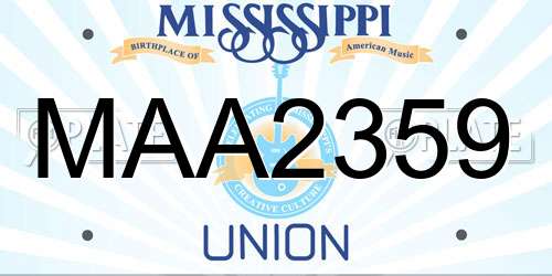 MAA2359 Mississippi License Plate