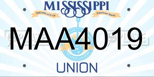 MAA4019 Mississippi License Plate