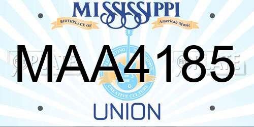MAA4185 Mississippi License Plate