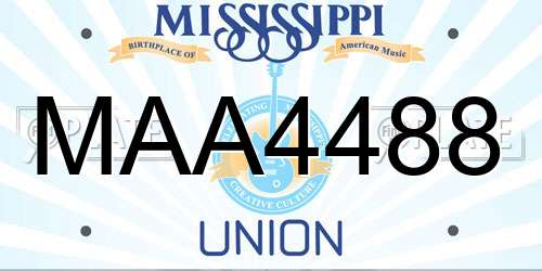 MAA4488 Mississippi License Plate