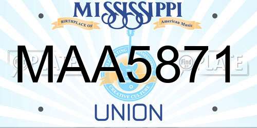 MAA5871 Mississippi License Plate