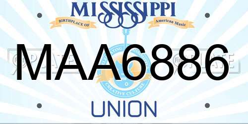 MAA6886 Mississippi License Plate
