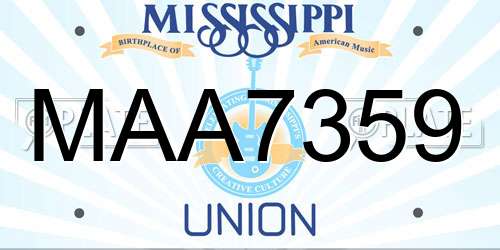 MAA7359 Mississippi License Plate