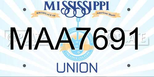 MAA7691 Mississippi License Plate