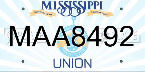 MAA8492 Mississippi License Plate