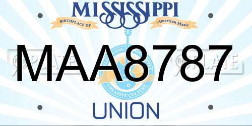 MAA8787 Mississippi License Plate