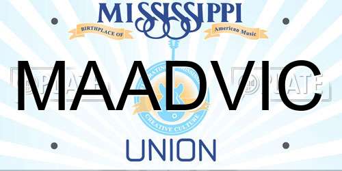 MAADVIC Mississippi License Plate