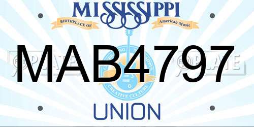 MAB4797 Mississippi License Plate