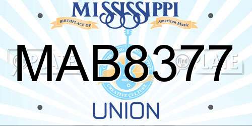 MAB8377 Mississippi License Plate