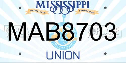 MAB8703 Mississippi License Plate