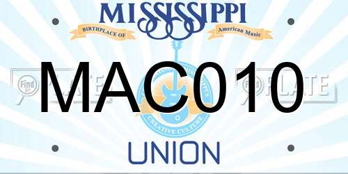 MAC010 Mississippi License Plate