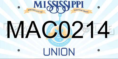 MAC0214 Mississippi License Plate