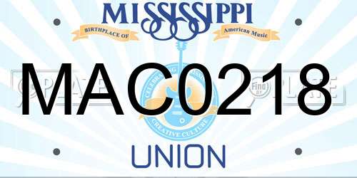 MAC0218 Mississippi License Plate