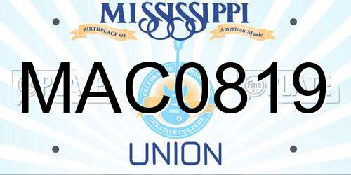 MAC0819 Mississippi License Plate