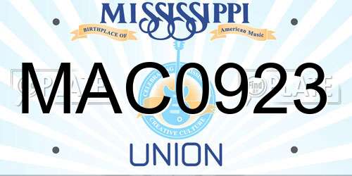 MAC0923 Mississippi License Plate