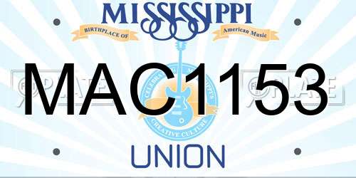 MAC1153 Mississippi License Plate