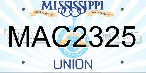 MAC2325 Mississippi License Plate