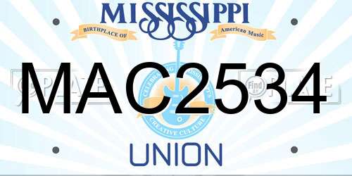 MAC2534 Mississippi License Plate