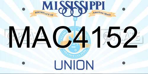 MAC4152 Mississippi License Plate