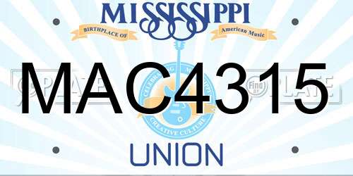 MAC4315 Mississippi License Plate