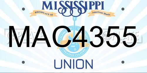 MAC4355 Mississippi License Plate