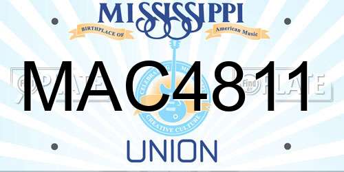 MAC4811 Mississippi License Plate