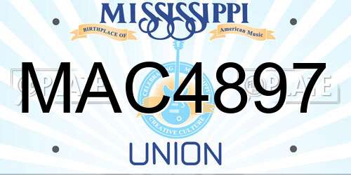 MAC4897 Mississippi License Plate