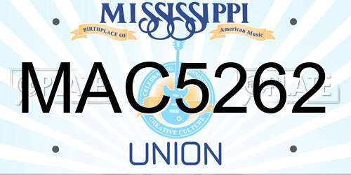 MAC5262 Mississippi License Plate