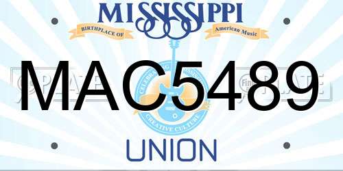 MAC5489 Mississippi License Plate