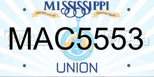 MAC5553 Mississippi License Plate