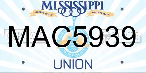 MAC5939 Mississippi License Plate