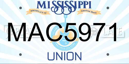 MAC5971 Mississippi License Plate
