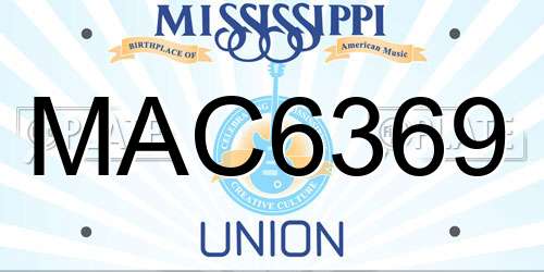 MAC6369 Mississippi License Plate