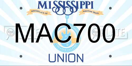 MAC700 Mississippi License Plate