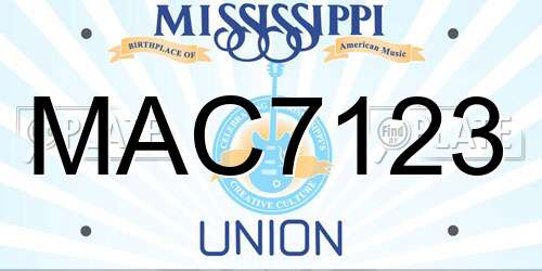 MAC7123 Mississippi License Plate