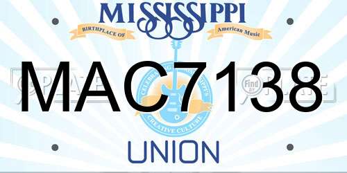MAC7138 Mississippi License Plate