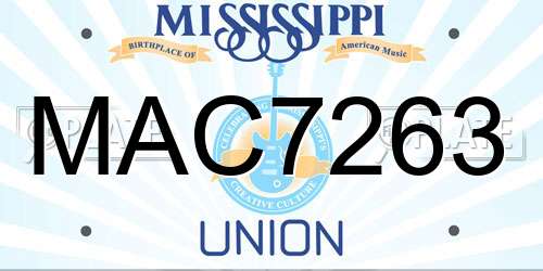MAC7263 Mississippi License Plate
